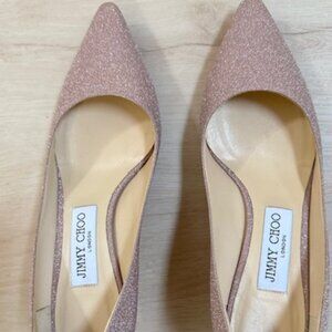 JIMMY CHOO - Women's Romy 60 Ballet Pink Rose Glitter Pumps